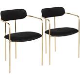 Demi Dining Chair in Black Velvet & Gold Metal (Set of 2)